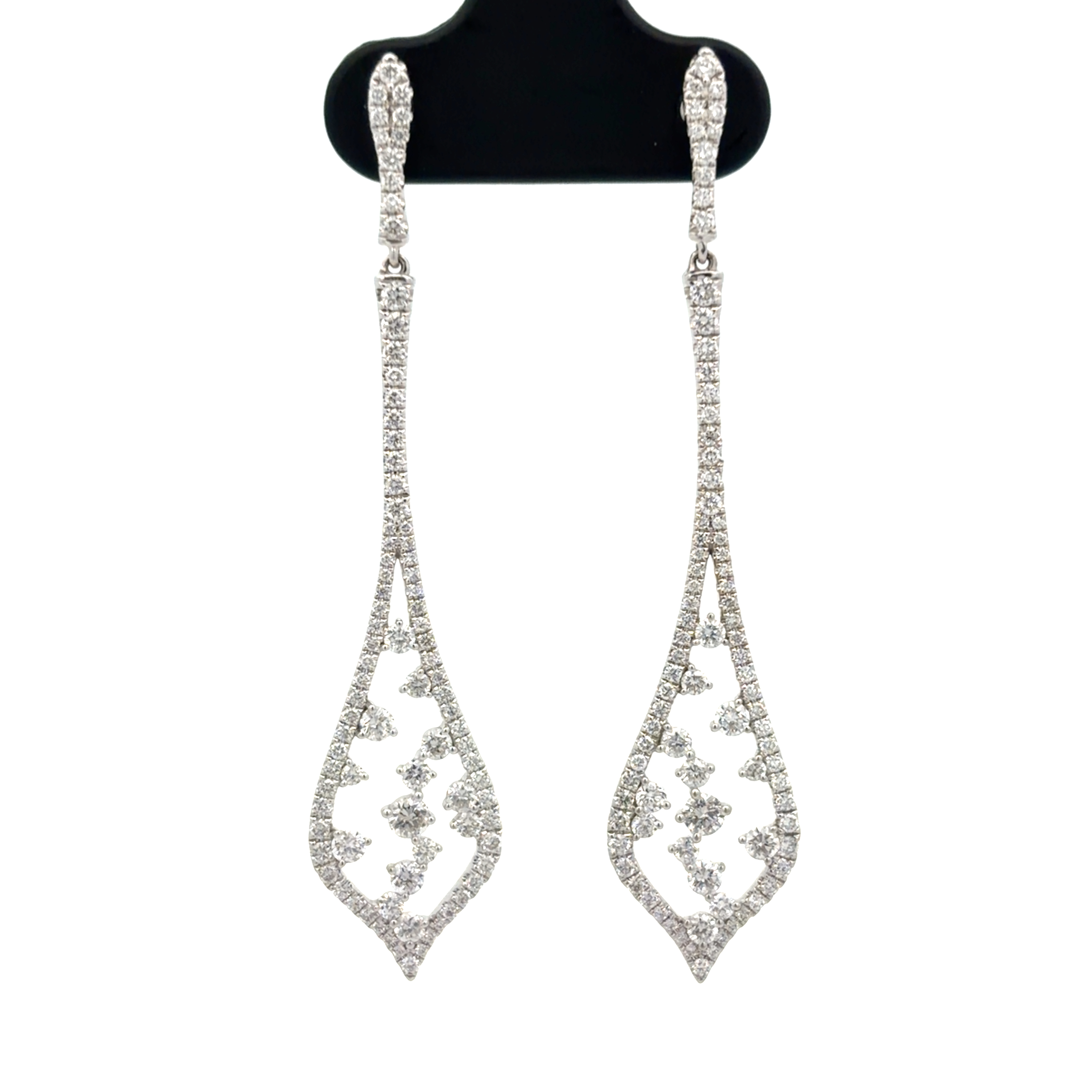 14KT White Gold Drop Earrings with Diamonds