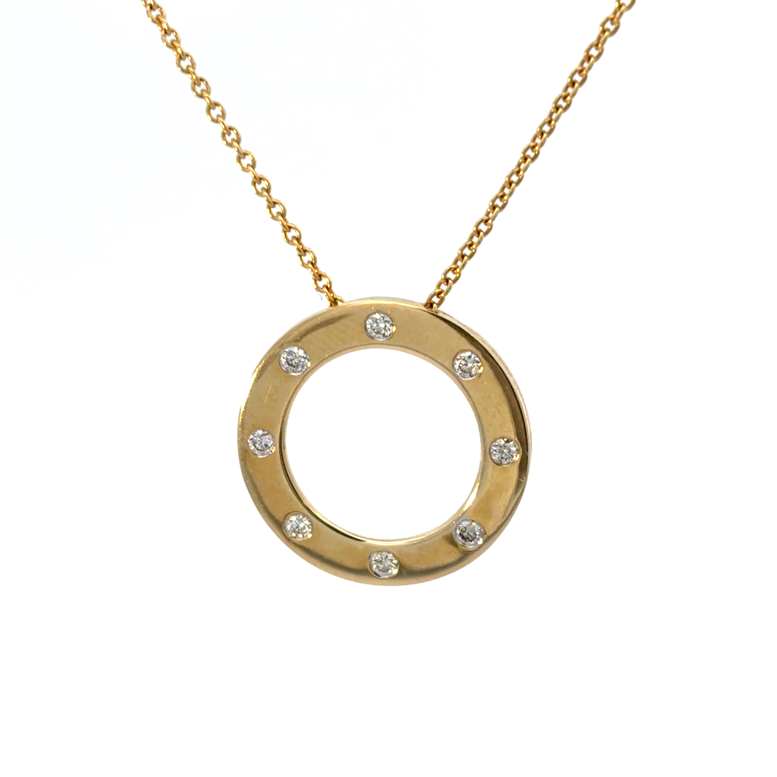 14KT Yellow Gold Open Circle Pendant with Diamonds