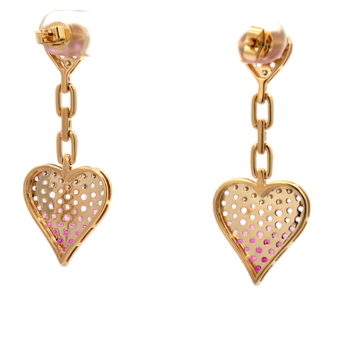 Pink Sapphire Heart Dangle Earrings