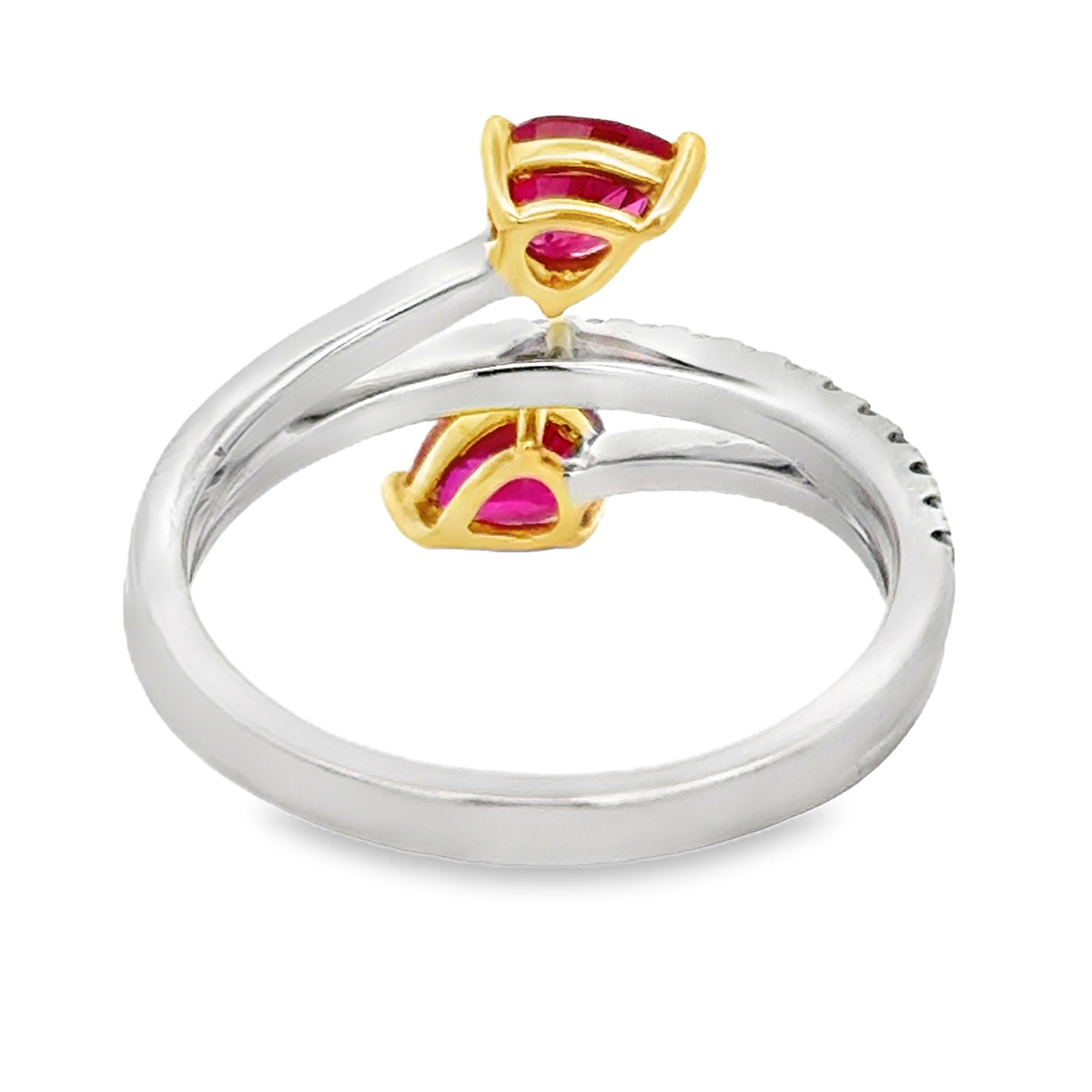Pear Ruby and Diamond Bypass Ring