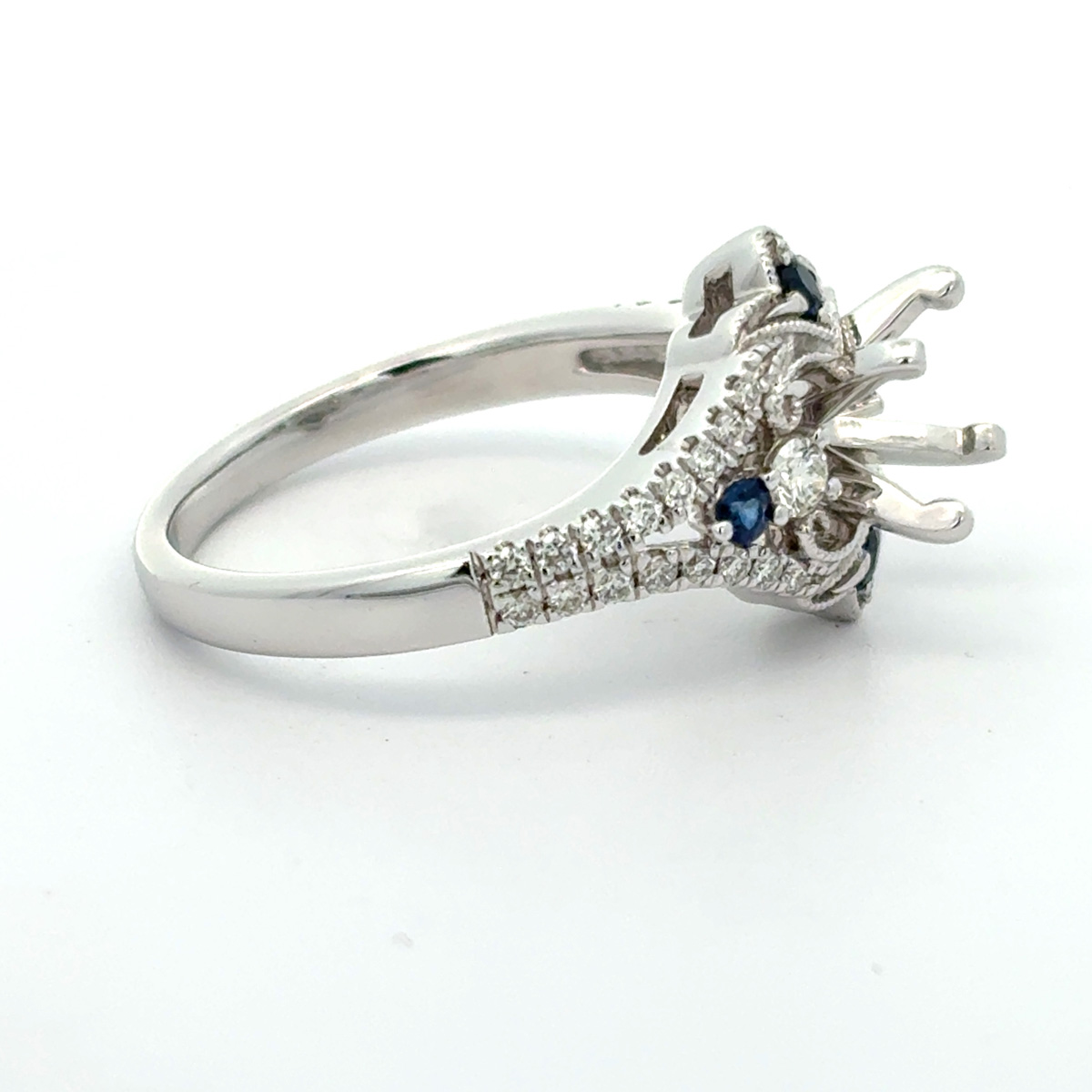 Diamond and Sapphire Vintage Style Semi-Mount